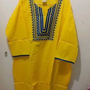 Embroided Yellow Kurta Xl