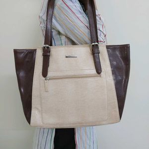 Glamazon Leather Woman's Printed Tote Bag(Beige).