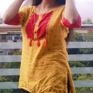 MUSTARD SHORT KURTI