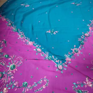 Blue Pink Jamli Saree