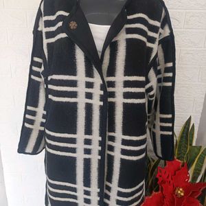 Imported Checkered Overcoat