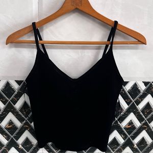 Forever 21 Black Velvet CropCami Top