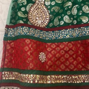 Beautiful Net And Brocade Lehanga With 2 Blouses