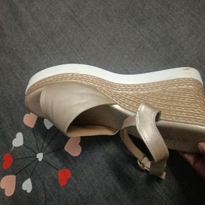 Nude Golden Wedges Heels By Lifestyle