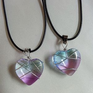 Wired Glass Heart Cord Necklaces