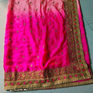 Rose Colour Catlog Full Thread Work Designer Saree