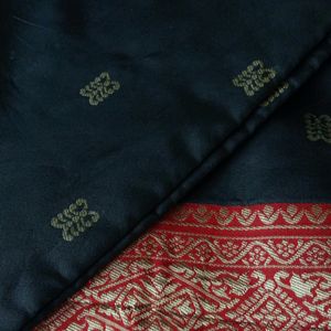 Black Sari With Red And Golden Embroidery Border