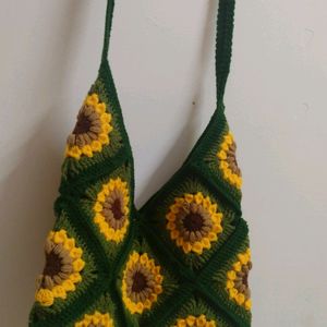 🌻Sunflower Crochet Side Bag