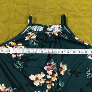 halter neck green floral top