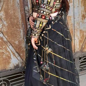 Black Lehnga With Multi Blouse