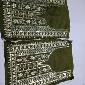 Neck Embroidery Patches Combo Of 2 Mehendi Green