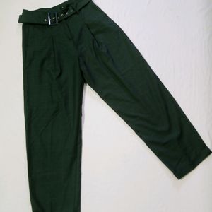 Green Trouser With Belt (Women) | WAIST 30 |