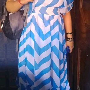 Sky_Blue Zigzag Georgette Dress Urbane fashion