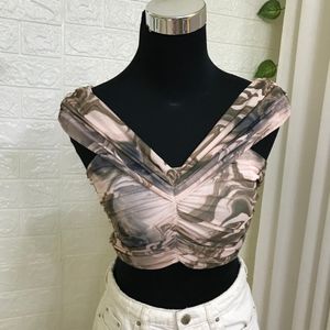 Mesh Top Abstract Print