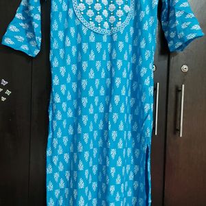 Sky Blue Rayon Kurti