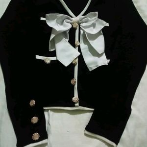 Korean Style Important Woman Bowtie Top