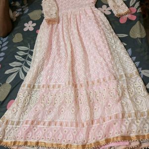 Baby Pink Anarkali Kurta With Duppata