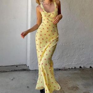 Floral Printed Yellow Maxi Dress