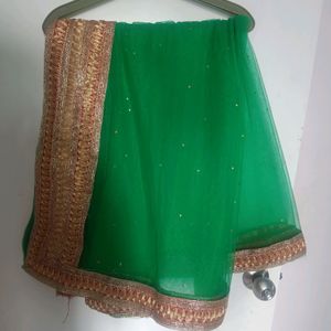 Banarasi Red and green colour half saree