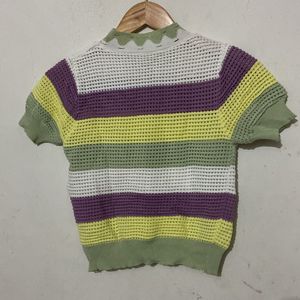 Multicolour Colour Crop Top For Woman