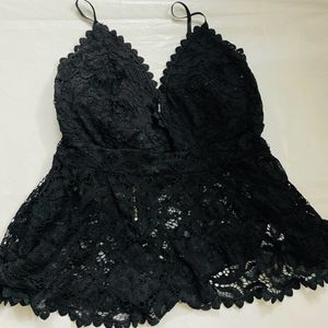 Women Black Lace Bralette Top