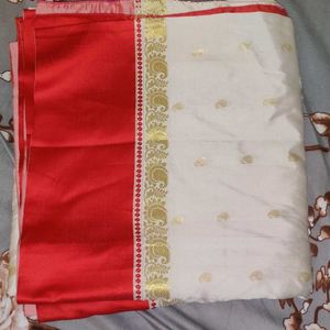 Saree It's A New White Red