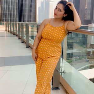 Shien Mustard Colour Back Designed Jumpsuit