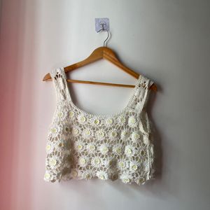 White Cute Crochet Top 🤍