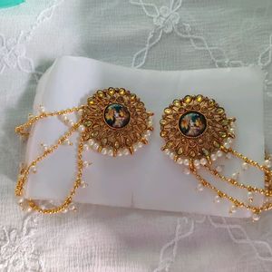 Bahubali Earring Set With Chain