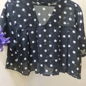 KOREAN SHEER POLKA DOTS TOP