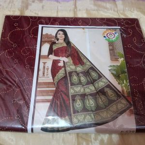 Beautiful Cotton Saree With Patycot Piece