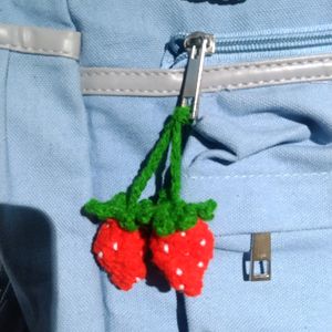 Crochet Strawberry Charm