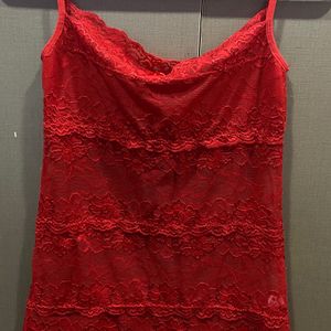 Red Sheer Lace Camisole.