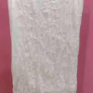 White Embroidery Chiffon Dupatta