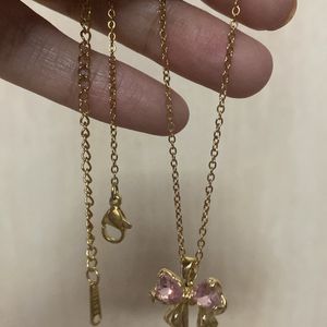 Pink Bow- Anti Tarnish Chain - Brand New