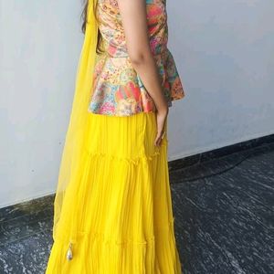 Indo western lehenga with pelpum top