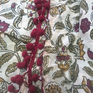 Red Kurta With Printed Dupatta (Women)