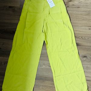 Zara Lime Neon Cotton Linen Trouser