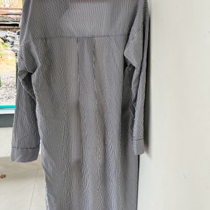 Korean Black White Checkered Long Shirt