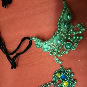 Oxidised Necklace With Maangtika