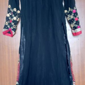 Black Heavy Work Kurta