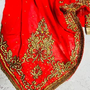 Red Bridal Suit With Golden Work