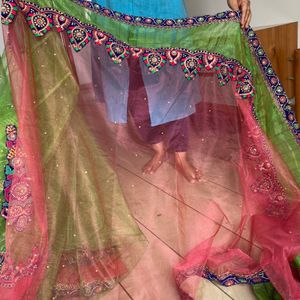 lehenga style semi stitch saree