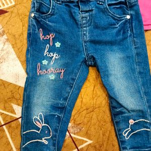 Jeans With Top For Babygirl Size 9-12