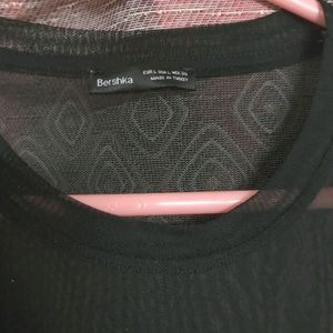 Bershka Black Net Transparent Top Large