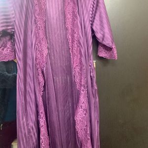 Purple Satin Robe Top Nightwear