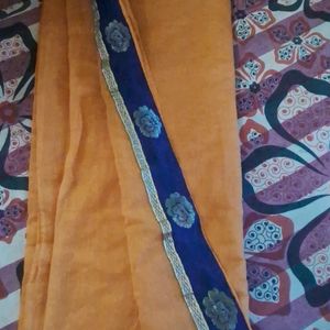 Blue Floral Border Design Saree