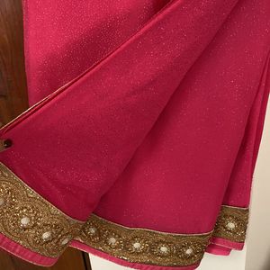 Pink Saree With Fancy Work Border