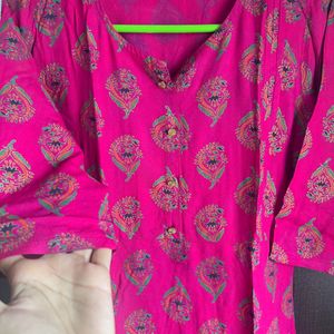 Pink Straight Kurta - S