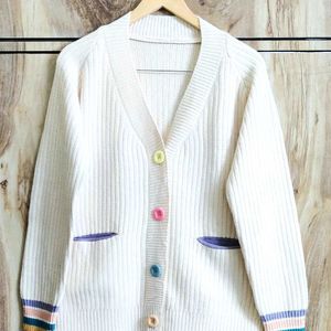 Cream Colour Cardigan Size-42